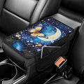 BIGCARJOB Moon Butterfly Center Console Cover for Cars Truck Interior Seat Accessories,Blue Butterfly Print Car Armrest Seat Box Cover Cushion with Side Storage,Universal Fit