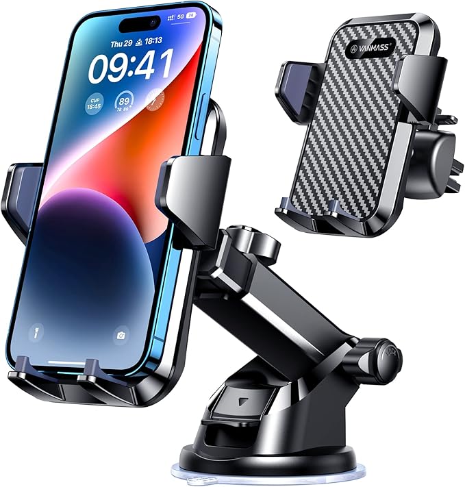 VANMASS【85+LBS Strongest Suction & Military-Grade Ultimate Car Phone Mount【Patent & Safety Certs】 Cell Phone Holder Truck for Dashboard Windshield Vent for iPhone 17 Pro Max 16 Samsung Camera Mounts
