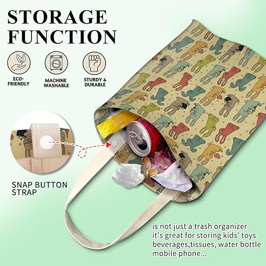Car Trash Can, Cute Car Trash Bag, Hanging Car Organizer and Storage Bag, Trash Bin for Car Accessories, Vehicle, Travelling, Camping Cute Colorful Rabbit