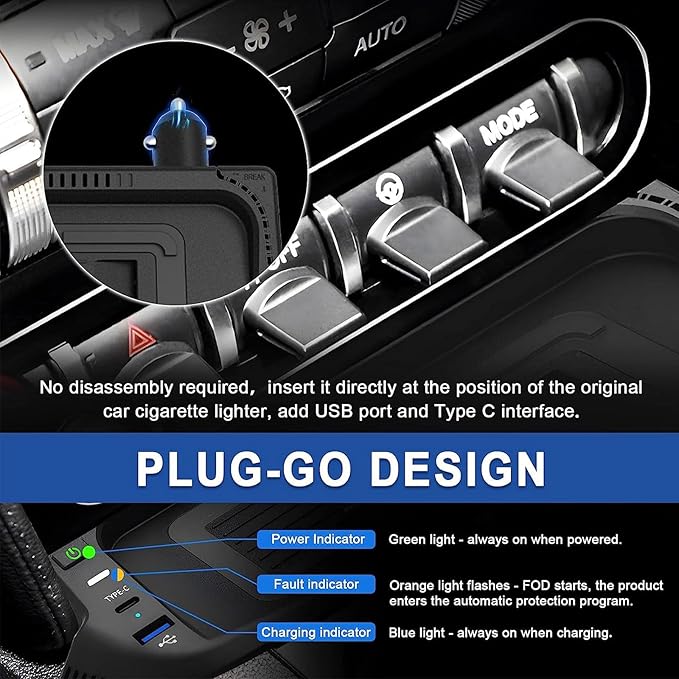 2023 Upgraded Version Wireless Car Charger for Ford Mustang 2015-2022, Center Console Wireless Charging Tray Qi Wireless Charging Station with USB Port