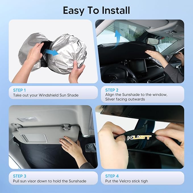 KUST Windshield Sun Shade for 2014-2016 2017 2018 Chevrolet Chevy Silverado/GMC Sierra 1500 2500HD 3500HD Custom Fit Sunshade Accessories Foldable Sun Visor Protector Block UV Rays