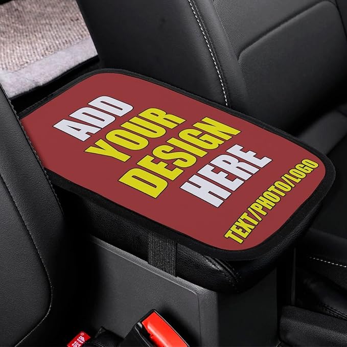 Custom Auto Center Console Pad Car Armrest Seat Box Cover Design Your Own Photo Text Logo Universal Fit Car Decor Handrail Box Arm Rest Cushion Lid, 7.9"x11.8", Brown