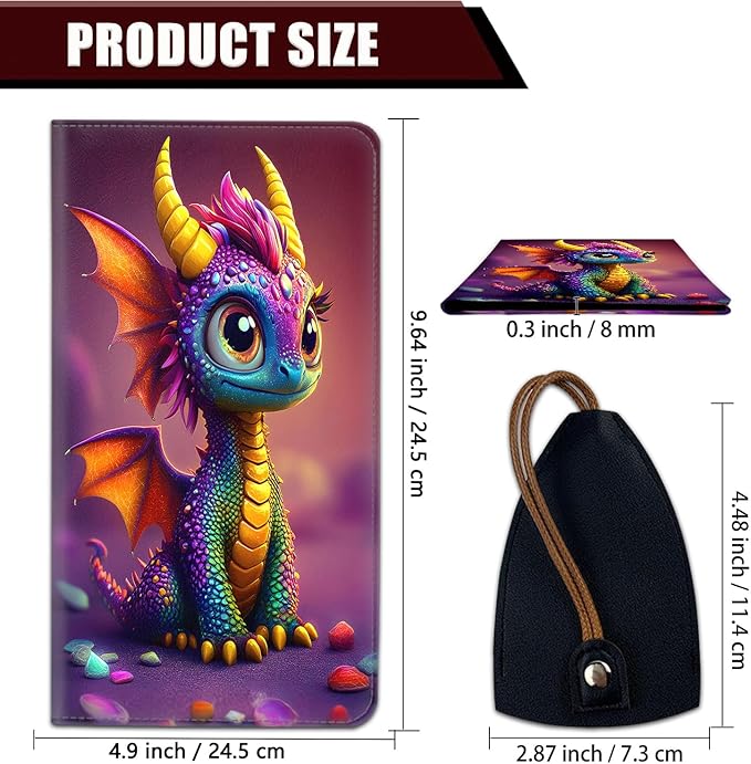 Car Document Holder with Magnetic Shut, Car Registration and Insurance Card Holder, Vehicle Glove Box Organizer Documents, Driver License, Auto Paperwork Organizer Wallet, Colorful Baby Dragon Pattern