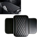 Patchwork Leather Center Console Cover, Upgraded Car Armrest Cover with 2 Storage Bags, Universal Arm Rest Covers for Car, Vehicle Interior Accessories Middle Console Cushion Organizer (Black)