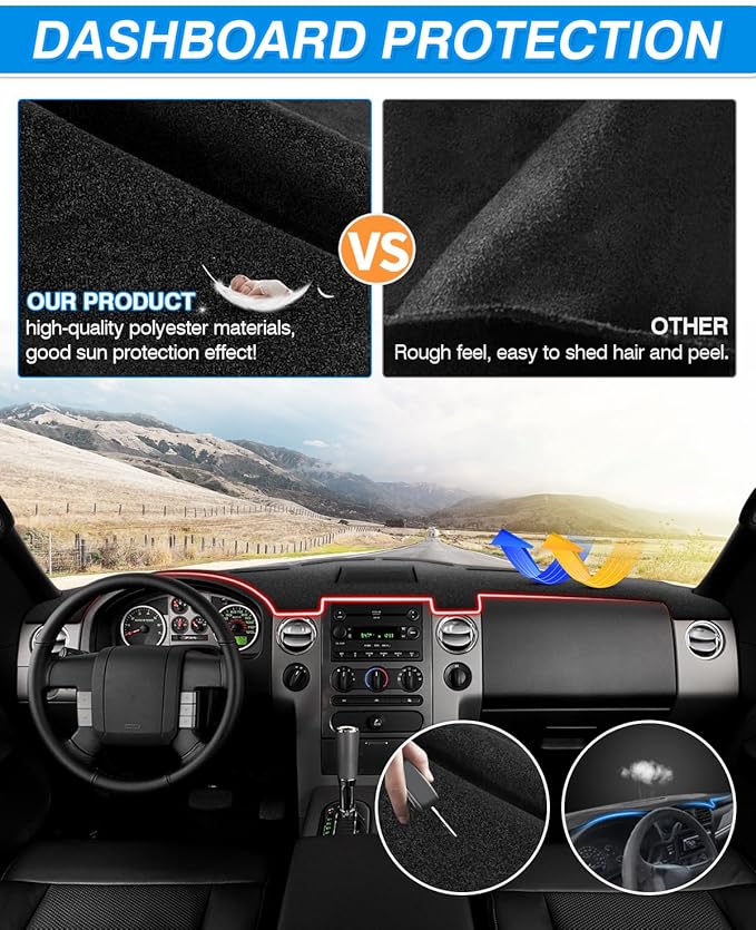 Cartist Dash Cover Compatible with Ford F150 2004 2005 2006 2007 2008 Dashboard Cover Mat Non-Slip Carpet Sunshield Glare UV Rays Protector