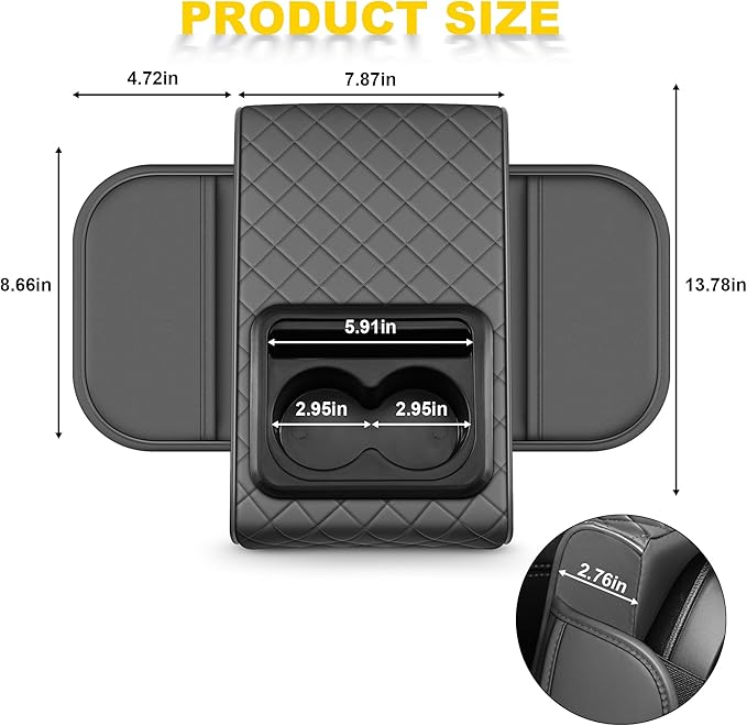 Center Console Cover for Chevrolet/Chevy Bolt Waterproof Armrest Cover with Plus Comfort Lift Design(Grey)