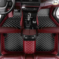 Custom Car Floor Mats Fit 96% Car Model Luxury Leather Waterproof Anti-Skid Full Coverage Liner Front Rear Mat/Set (Black Wine Red)