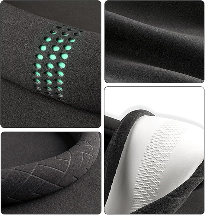 Car Suede Steering Wheel Cover, Non-Slip Protector for Auto Steering Wheel with Grid of The Correction Marker, Breathable Universal Automotive Accessories, Fitting 14.5-15 inch