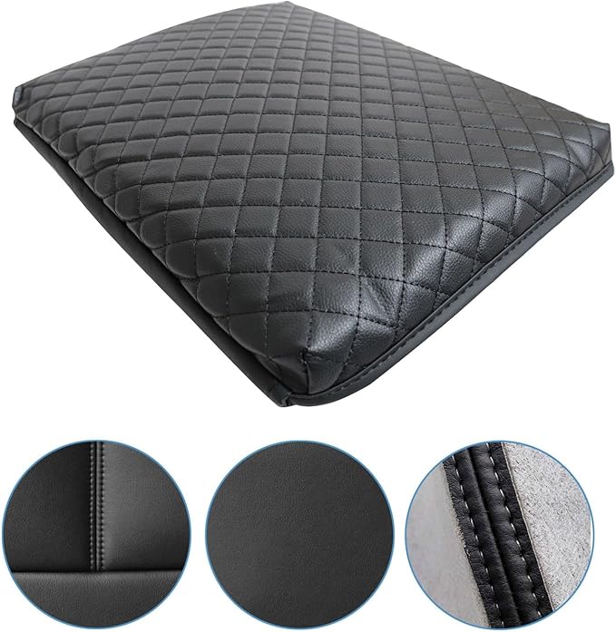GXARTS Leather Center Console Armrest Cover Cushion Pad Black Compatible with Ford F150 2004 2005 2006 2007 2008