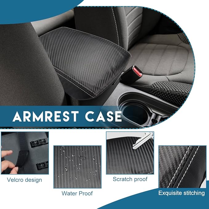 INTGET Center Console Armrest Cover for 2005-2021 Nissan Frontier Accessories 2005-2015 Nissan Xterra Accessories Carbon Fiber Middle Arm Rest Protector Console Lid Cover (Carbon Fiber)