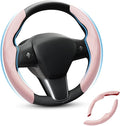 Shademax Custom-Fit for Tesla Steering Wheel Cover, Tesla Model Y / 3 2017-2025 (Fit Model Y Juniper 2026/ Model 3 Highland) Carbon Fiber Steering Wheel Cover for Tesla Model Y / 3 Accessories (Pink)