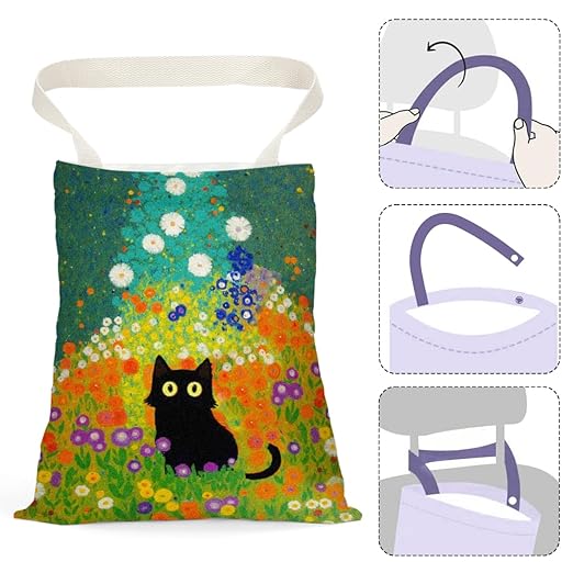 Pykfrhh Black Cat Car Trash Bag, Car Trash Bag Hanging, Waterproof Cars Back Seat Hanging Organizer and Storage Trash Bags for Vehicle Travelling Camping Aesthetic Monet Decor