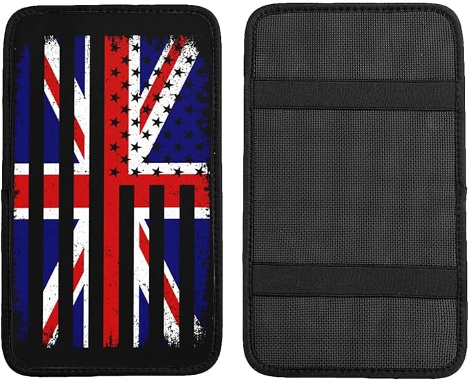 Car Armrest Cover America and Britain British Flag Combine Armrest Seat Handrail Box Cover Auto Center Console Pad Cushion Universal Decoration Protector Accessories