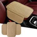 KoiLuvGo Upgraded Car Center Console Cover, Leather Auto Armrest Cover with 2 Storage Bags, Waterproof Center Console Protective Pad, Universal Cars Armrest Storage Box for Sedan, SUV, Truck (Beige)