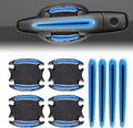 8Pcs 3D Car Door Handle Cup Protector, Reflective Stripe Stickers Anti-Scratch Universal Protector Suitable for Cars, Trucks, SUVs (Blue)