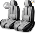 Premium Universal Car Seat Cover, Comfortable Leather Seat Cover for 96% of Models, Waterproof Car Seats Protectors Cushions for 2 Seats(Black+Grey)
