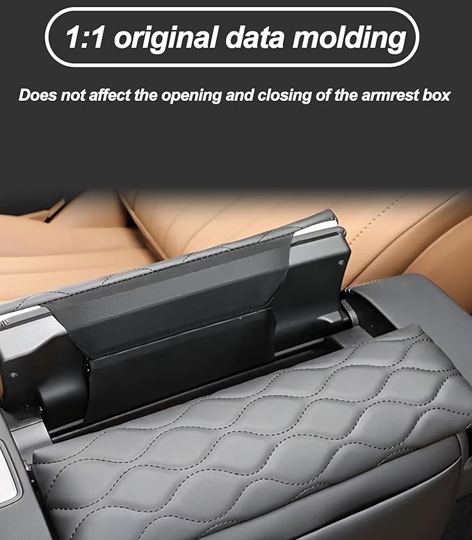Egreat Center Console Armrest Cover for Mercedes Benz E-Class e350 e450 2024-2025, CLE 2024-2025,EQE 2023-2025,Leather Armrest Console Cover with Side Storage Pockets-(Black)