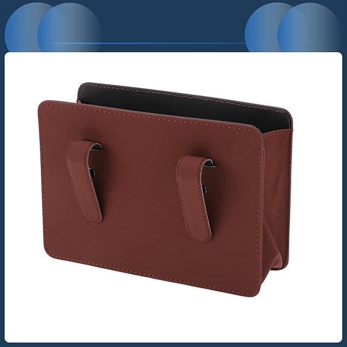 Car Trash Can Car Door Back Seats 7.9" Length 2.8" Width 5.5" Height Auto Trash Bin Faux Leather Wine Red Hanging