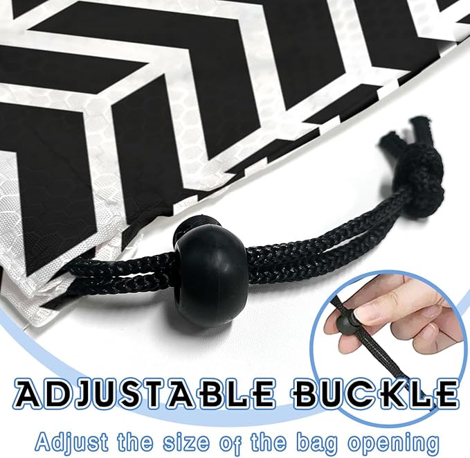 GEGEPINK Car Trash Bag Hanging Back of Seat Waterproof Small Cute Printed One-Handed Strap Drawstring Garbage Bags for Car-Black White