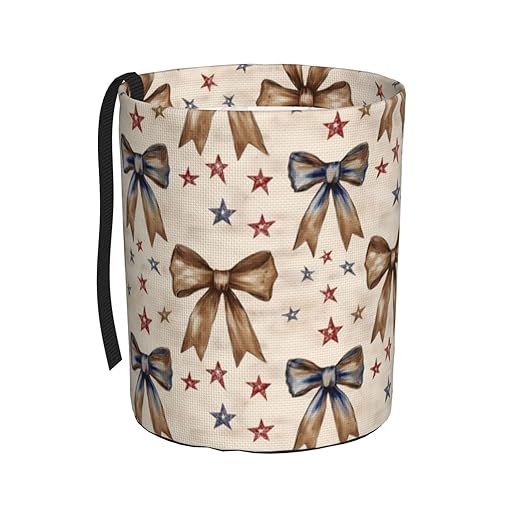 Elegant Bow Star Car Trash Can Leak-Proof Waterproof Hanging Trash Bin Collapsible Garbage Can for Car Accessories Travelling Camping