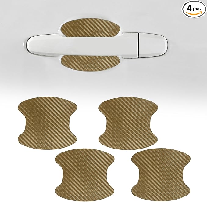 4PCS Car Door Handle Cup Scratch Protector, Car Door Handle Sticker, Scratch Auto Door Protective Film, Car Accessories Car Door Handle Protective Films Universal for Cars (Gold, 4PCS)