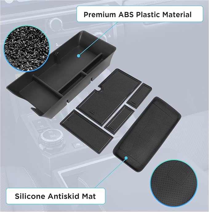 Sinminou Center Console Organizer Compatible with 2025-2026 Toyota Camry Accessories, Armrest Storage Box Glove Organizer Tray Secondary Insert Charging Zone Anti-Slip Mat with Sunglasses