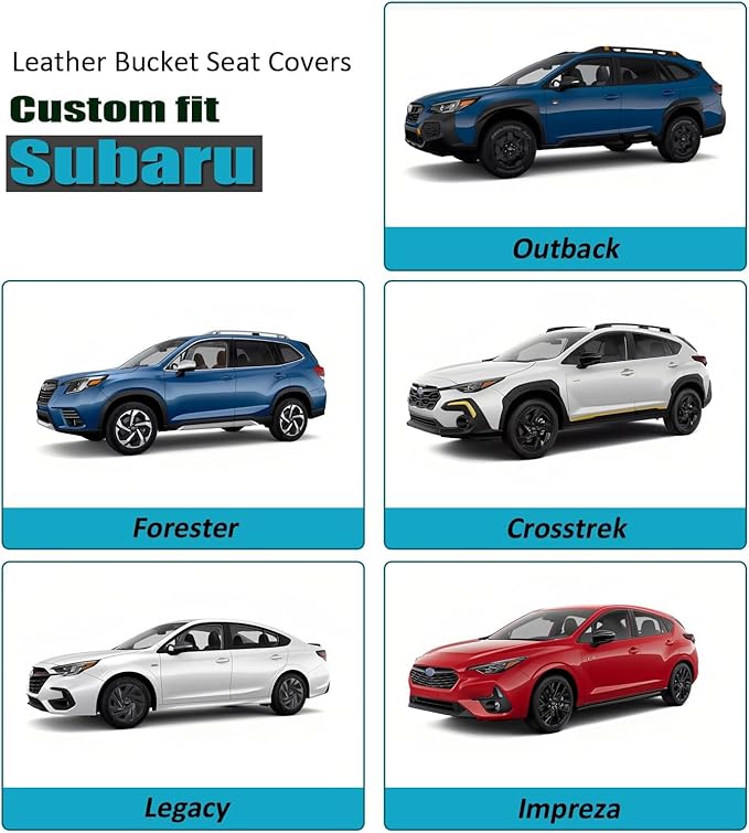GIANT PANDA Fit Subaru Outback Forester Crosstrek Legacy Impreza Front Car Seat Cover, 3D Air Mesh Breathable Seat Protector（Black+Blue 2-Pack