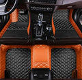 Customize Car Floor Mats for 99% Sedan SUV Sports Car All Weather Leather Full Coverage Waterproof Non-Slip Vehicle Lining Pads (Black Orange Stitching)