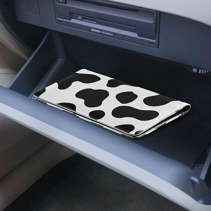 Cow Markings Car Registration and Insurance Holder Vehicle Glove Box Organizer Car Accessories Wallet Case for Women Men H020037