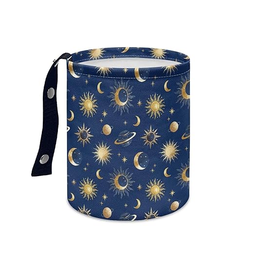 Brosoneto Moon Star Car Trash Can, Cute Car Trash Bag, Hanging Organizer and Storage Bag, Universal Fit for Front Seat, Back Seat, Floor, Headrest