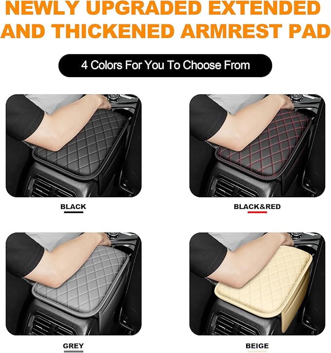 Car Center Console Cover Fit for Mazda CX-30 - Upgraded Faux Leather Armrest Cushion with 2 Storage Pockets - Waterproof & Durable Armrest Protector for Car (Black)