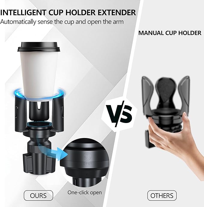 Intelligent Car Cup Holder Expander, Automatic Adjustable, Fits 2.76-4.82in for Coffee Mugs & Large Water Bottles & Travel Tumbler，Auto Cup Holder with Adjustable Insert Accessories