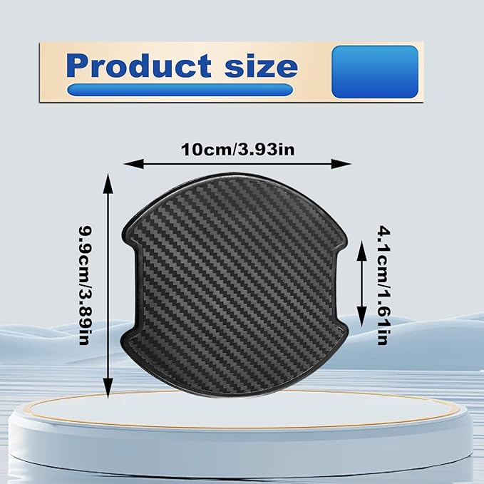 4PCS Car Door Handle Scratch Protector, Universal 3D Carbon Fiber Texture Anti-Scratch Doors Handle Paint Protection Film Cover Accessories for Most Vehicles (Large)