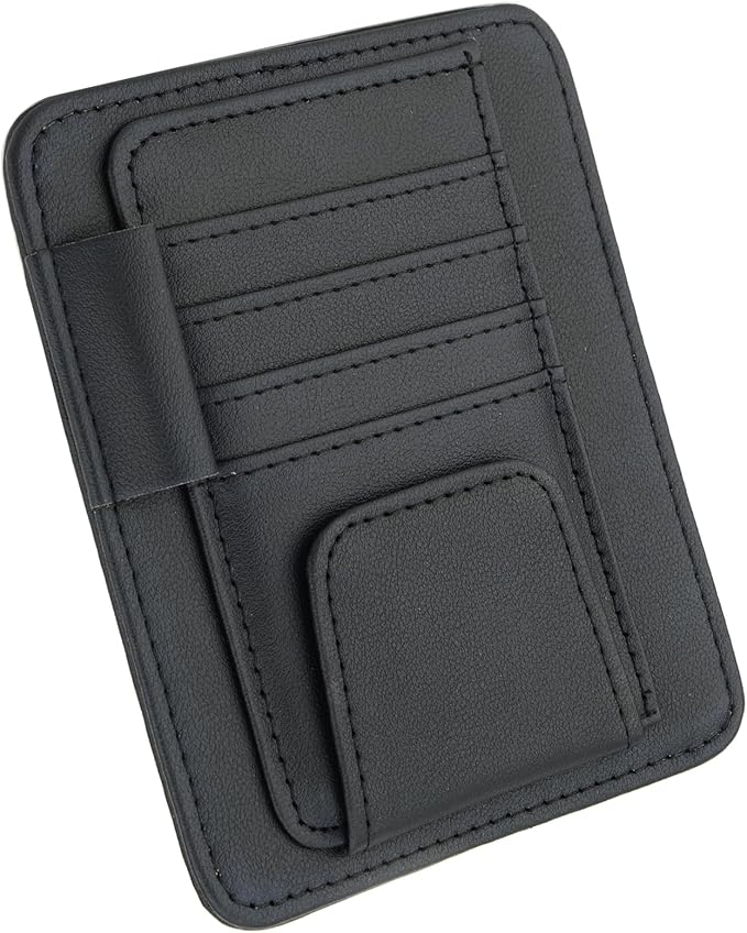Car Sun Visor Organizer Holder with Clip, Auto Storage Pocket Sun Visor Pouch for Sunglasses, Credit Card, License Registration, Document, Pen, Key