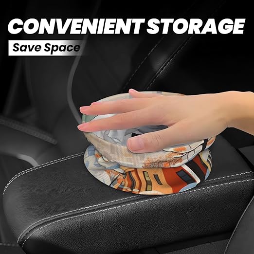 Car Trash Can Hanging, Winter Snowy Town Waterproof Auto Garbage Bin Universal Vehicle Waste Container, 3.5L Capacity