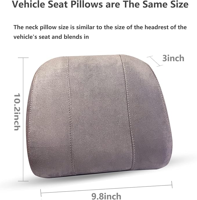Forbell Premium Car Headrest Pillow Suede Memory Foam Neck Support for Drivers Ergonomic Auto Pillow with Slow Rebound Comfort