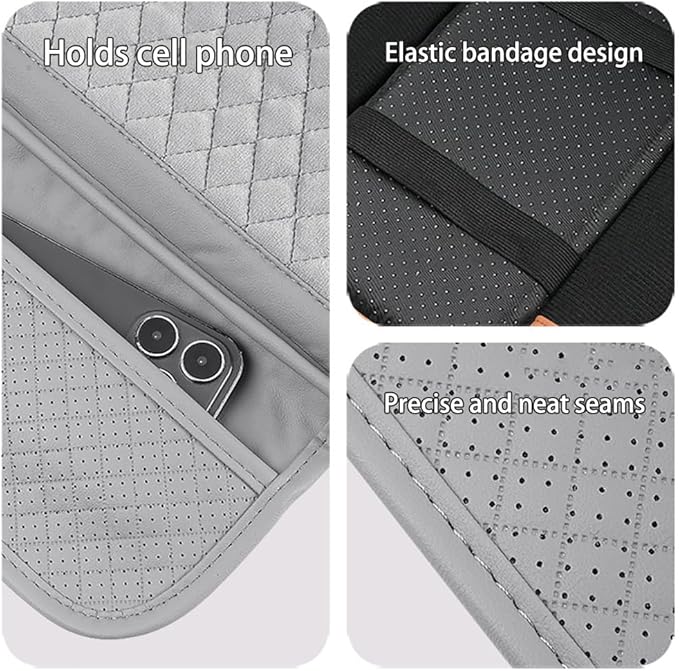 Cxtiy Car Center Console Cover,Microfiber Warm Soft Car Armrest Cover Cushion with 2 Storage Bags,Universal Car Armrest Storage Box Car Interior Accessories for Most Vehicles (Grey)