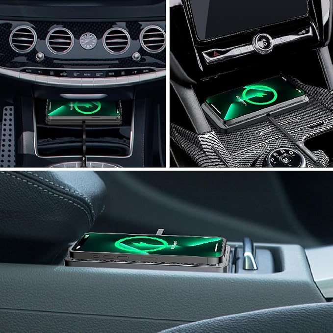 LOOSAU Wireless car Charger Charging pad 15w Non Slip FastCharger for car Wireless Phone Charger for Android for iPhone 11/12/13/14/15/16 /17 Pro Max Xs,Samsung Galaxy S20, S10+ Note 9，LG