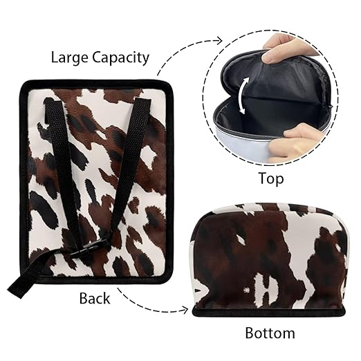 KEIAHUAN Brown Cow Car Trash Can with Zipper-Closed Lid for Back Seat Collapsible Portable Auto Garbage Bag Large Capacity Trashcan Storage Bag for Cars, Sedans, SUVs & Trucks