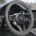 HAOKAY Top Grade Gray Genuine Leather Steering Wheel Cover Men Women, Luxury Steering Wheel Cover for Cars, SUVS and Trucks, Universal 14.5-15 inch