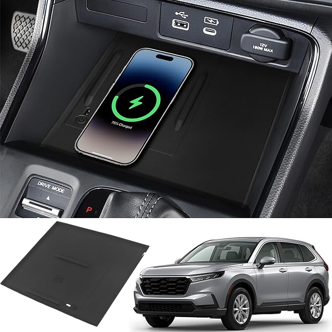 Car Center Console Wireless Charging Mat for Honda CR-V CRV 2023 2024 2025, Console Charger Silicone Protective Non-Slip Pad Anti-Dust Liner for Honda 6th Gen CR V Accessories