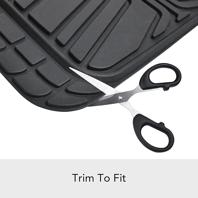Amazon Basics 2-Piece Premium All-Season Anti-Slip Rubber Floor Mats for Cars, SUVs and Trucks, Universal Trim to Fit, Black