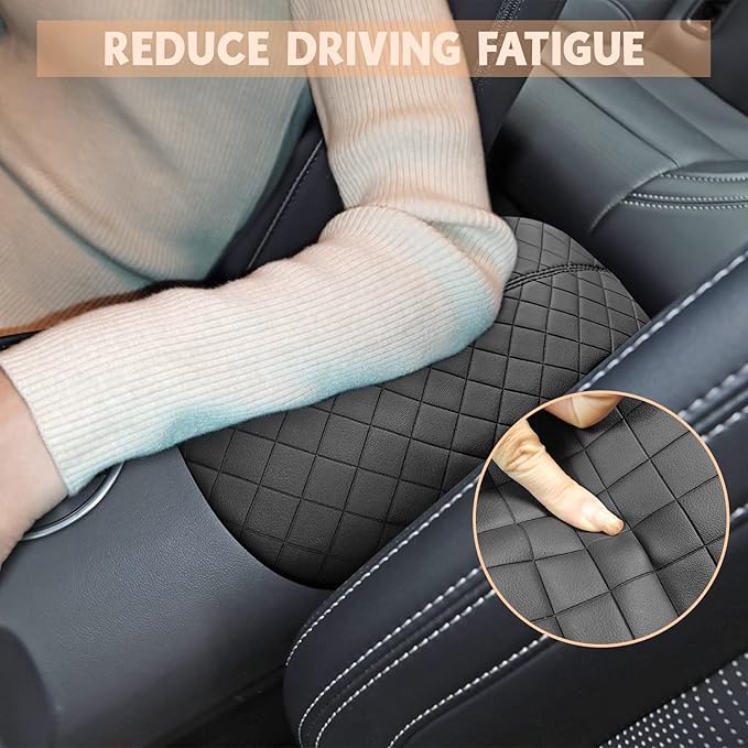 Center Console Cover Compatible with Ford Mustang Ecoboost/GT/Premium/Convertible/Coupe Hardtop 2015-2024 Leather Armrest Box Cushion Cover Middle Console Pad