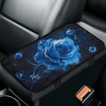 Bulopur Blue Rose Auto Armrest Console Cover Flannel Arm Rest Cover Car Flannel Warmth Car Console Covers Protect from Pet Claws for Most Vehicle, SUV, Truck, Car