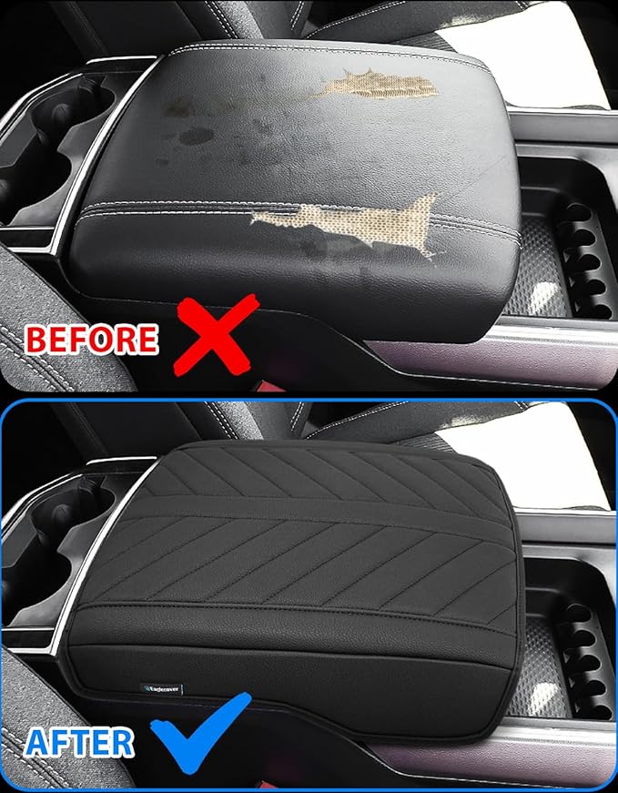 Center Console Cover for 2019-2026 Dodge RAM 1500 2500 3500 Accessories, PU Leather Middle Console Cover Pad, Floor Console Bucket Seat Only, Anti-Scratch, Black