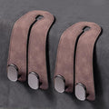 FEELIORX 2PCS Car hooks for headrests, Multifunctional luxury leather and magnesium alloy car seat backrests hooks and storage functions, (brown)