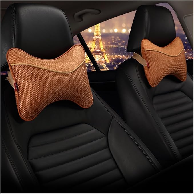 Car Headrests Cervical Neck Pillow Head Cushion Memory Foam Cotton Fit for Seat Waist Lumbar Support(Orange)