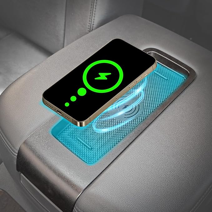 Center Console Armrest Wireless Charging Compatible with 2007 2008 2009 2010 2011 2012 2013 Chevy Silverado,Avalanche, Suburban,Tahoe/GMC Yukon, Sierra Center Console lid Wireless Charger