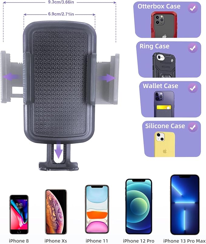 JINKEY Car Cup Holder Expander with Phone Mount,360°Rotation Gooseneck Phone Holder with Adjustable Base Cup Holder for Car Compatible with iPhone & All Smartphones