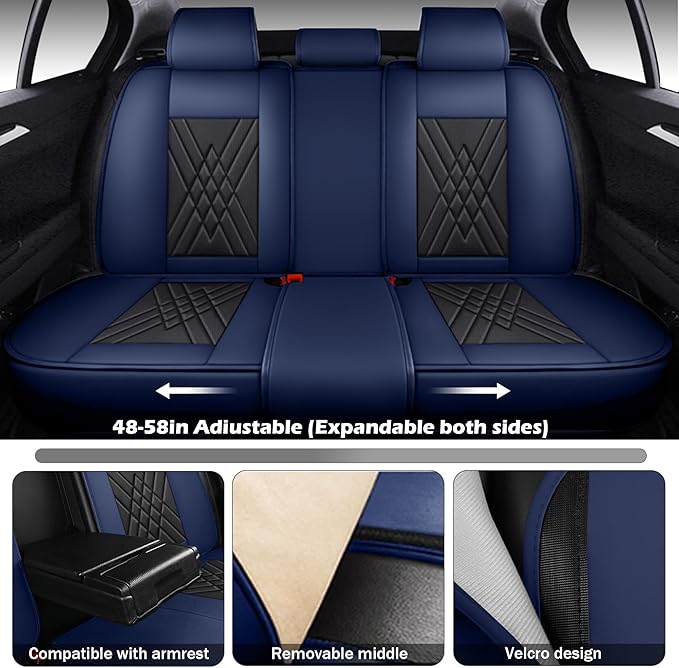 JGDL Car Seat Covers for Subaru Crosstrek 2016-2026, 5 Piece Set Nappa Leather Non-Slip Seat Protectors, Breathable Seat Cover Set. (Standard 5 Seats, Black Blue)